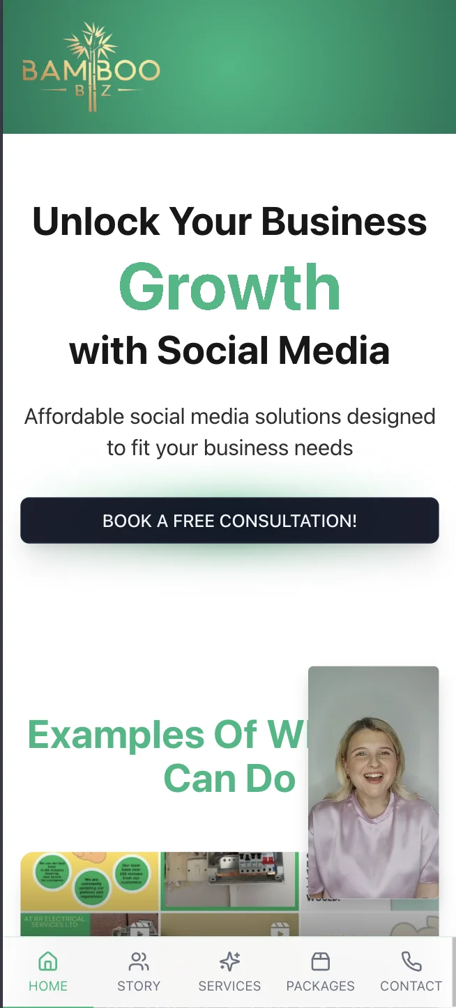 Bamboo Biz website mobile view