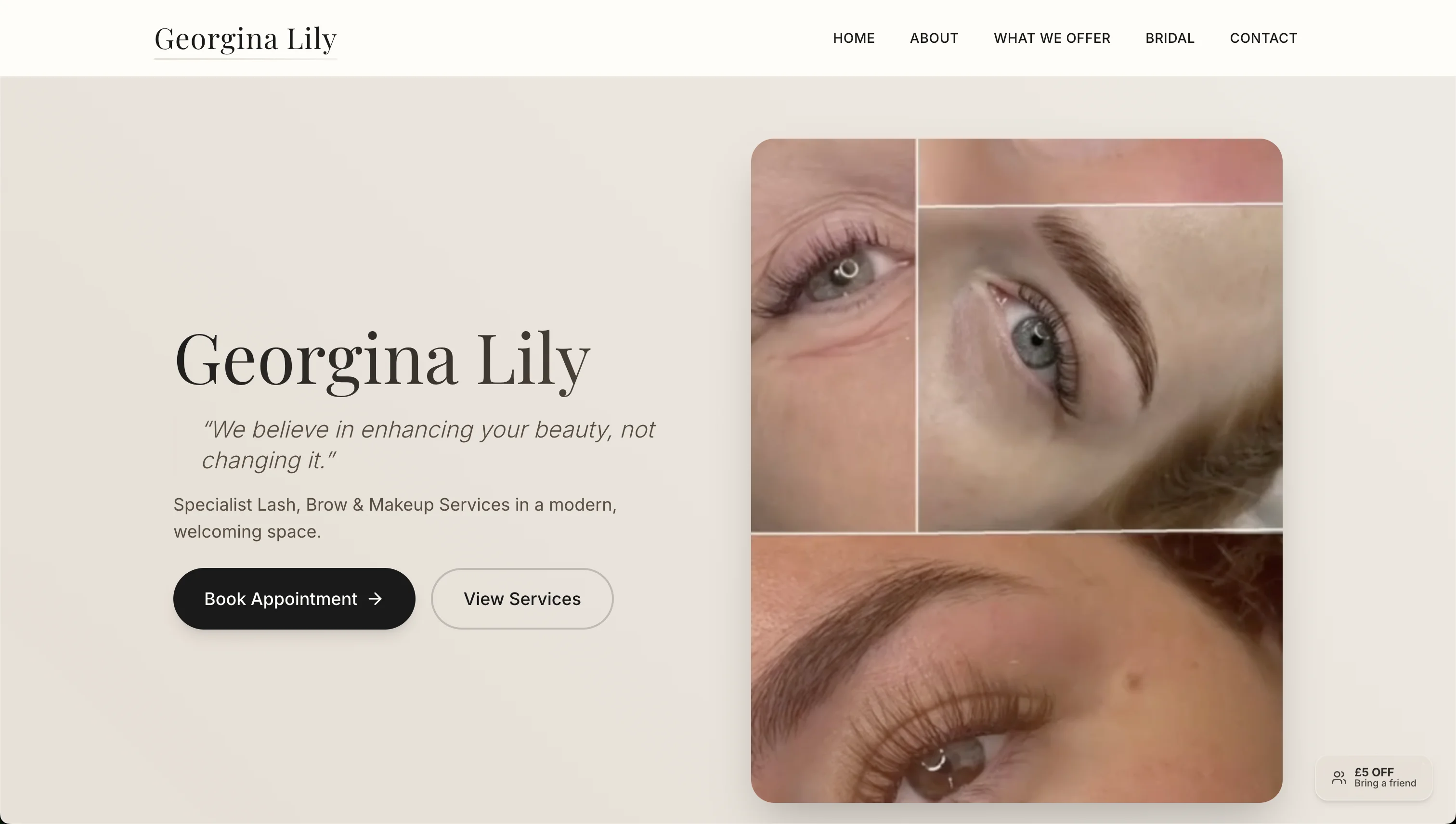Georgina Lily Beauty website desktop view
